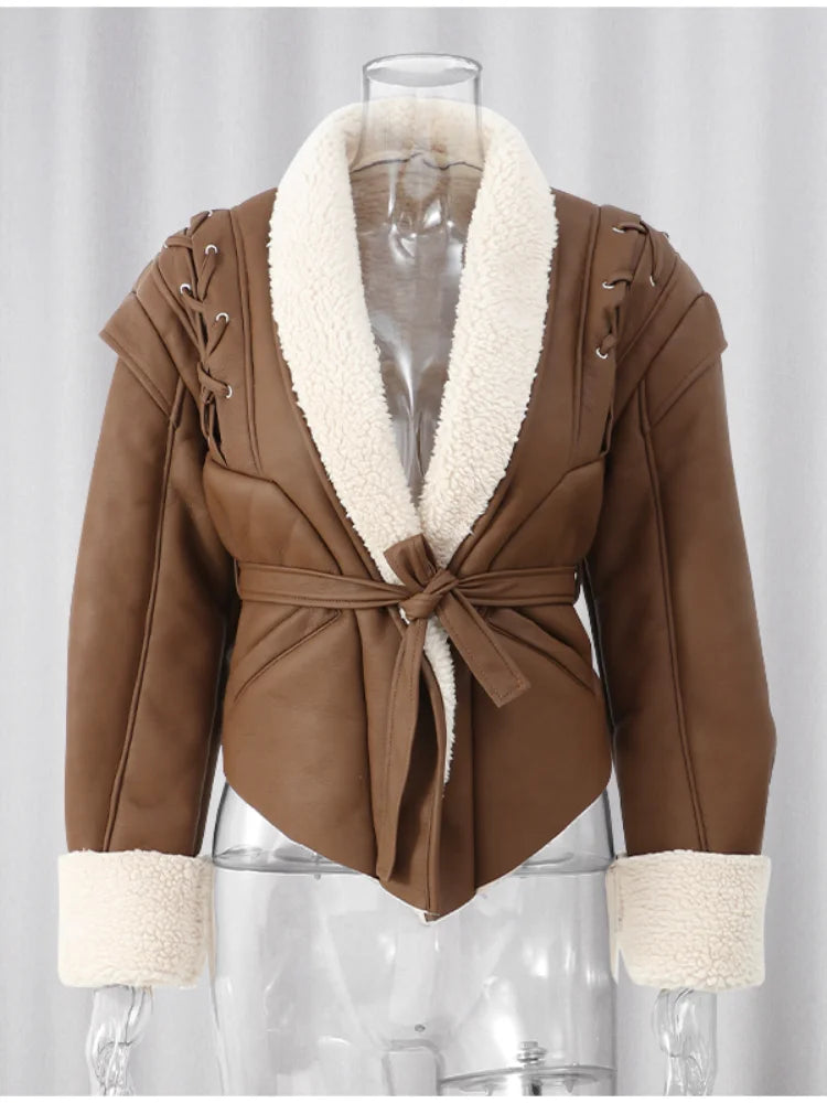 Plush Elegance Lapel Coat