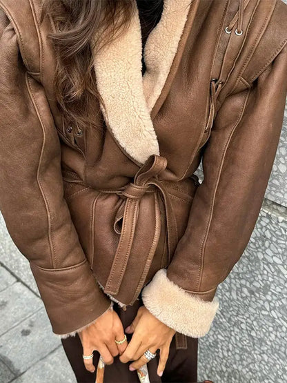 Plush Elegance Lapel Coat