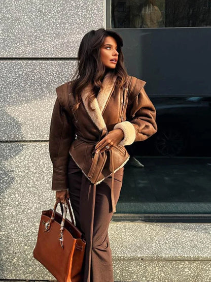 Plush Elegance Lapel Coat